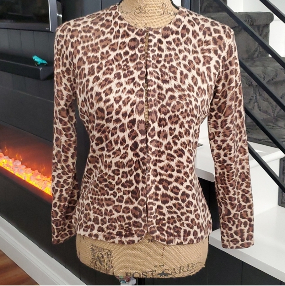 Talbots Leopard Cardigan
